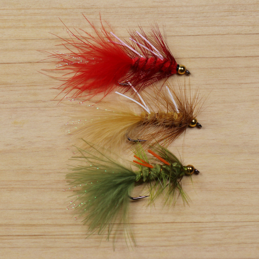 Ninfas de pesca con mosca atadas con Wooly Bugger para trucha lubina