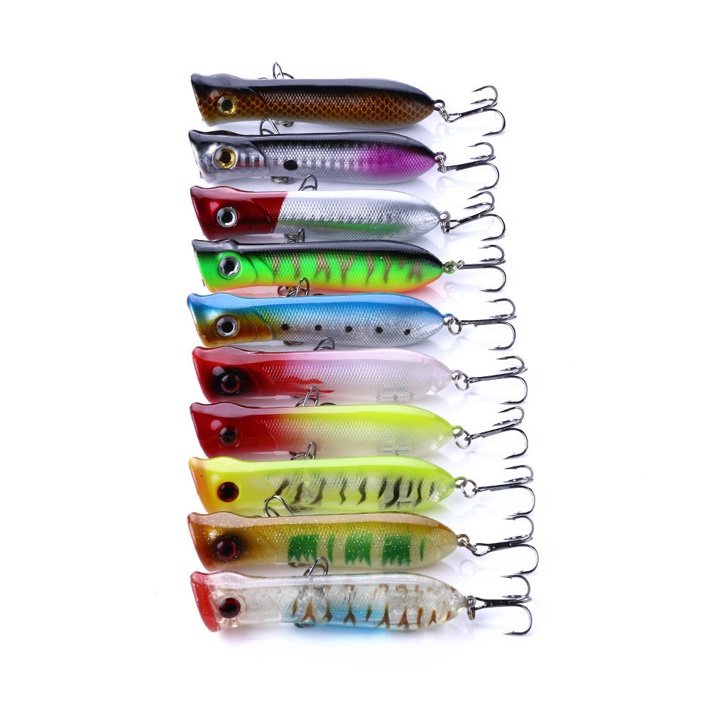 Señuelo Splash Popper: crankbait de cuerpo hueco para pesca en superficie en agua dulce, señuelo de superficie realista para lubina y lucio