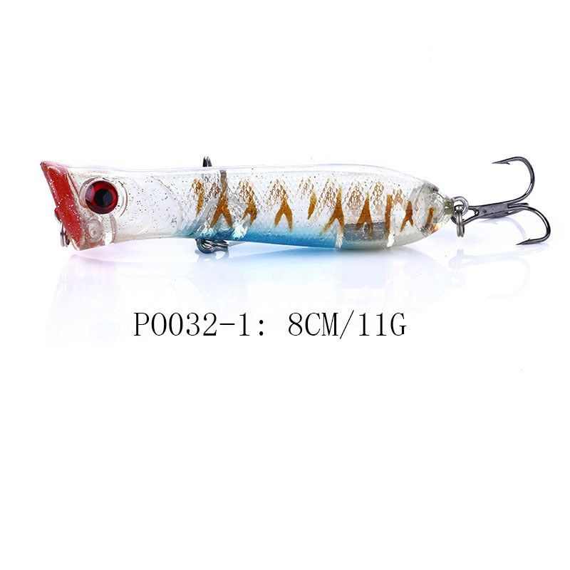 Señuelo Splash Popper: crankbait de cuerpo hueco para pesca en superficie en agua dulce, señuelo de superficie realista para lubina y lucio