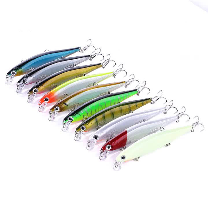 Señuelo de pececillo de pico corto de 11 cm: crankbait suspendido que se hunde, señuelo de pesca de lance largo de 13 g para lubina, lubina y lucio