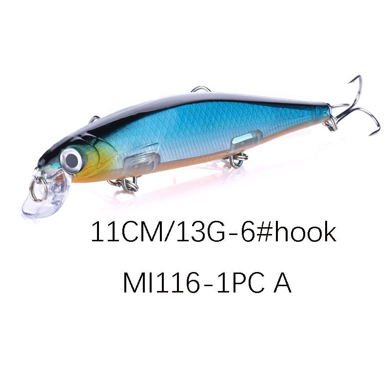 Señuelo de pececillo de pico corto de 11 cm: crankbait suspendido que se hunde, señuelo de pesca de lance largo de 13 g para lubina, lubina y lucio