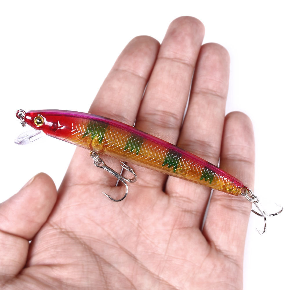 Señuelo realista de pececillo de 9,5 cm: crankbait flotante de superficie, jerkbait para pesca de lubina