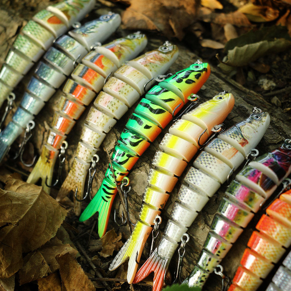 10-Color Sinking Multi-Jointed Hard Bait - Long Cast Minnow Lure for Bass and Pike Fishing, Realistic Fish Design