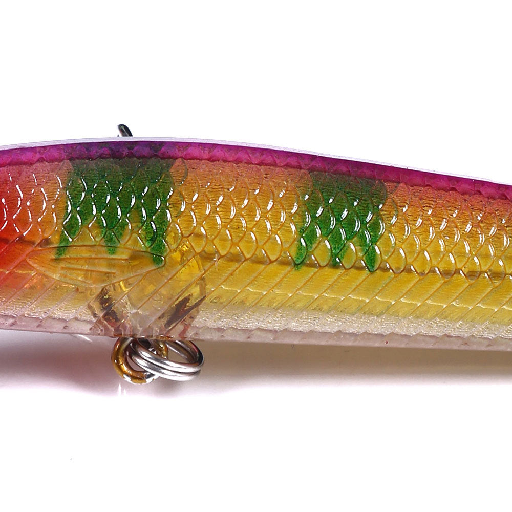 Señuelo realista de pececillo de 9,5 cm: crankbait flotante de superficie, jerkbait para pesca de lubina