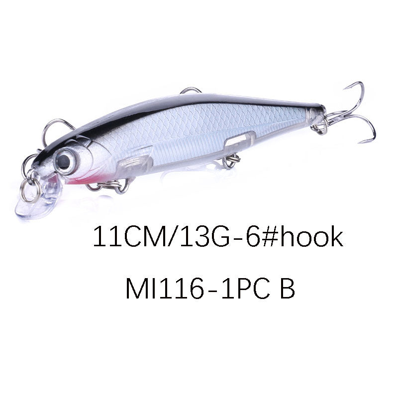 Señuelo de pececillo de pico corto de 11 cm: crankbait suspendido que se hunde, señuelo de pesca de lance largo de 13 g para lubina, lubina y lucio