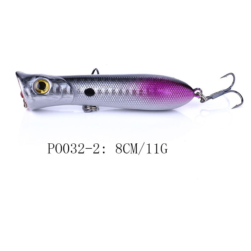 Señuelo Splash Popper: crankbait de cuerpo hueco para pesca en superficie en agua dulce, señuelo de superficie realista para lubina y lucio