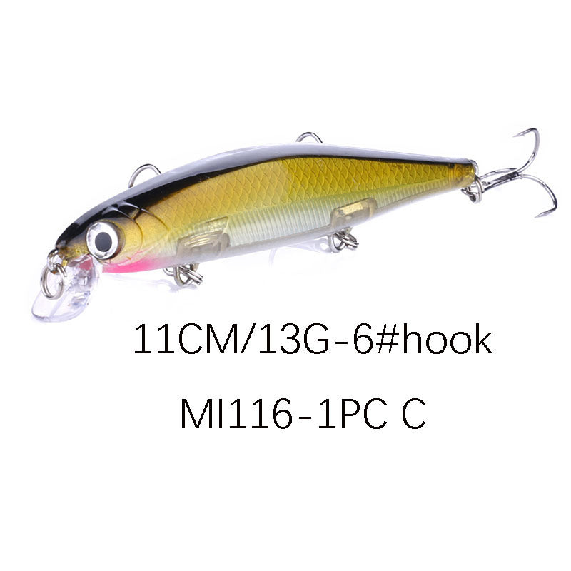 Señuelo de pececillo de pico corto de 11 cm: crankbait suspendido que se hunde, señuelo de pesca de lance largo de 13 g para lubina, lubina y lucio