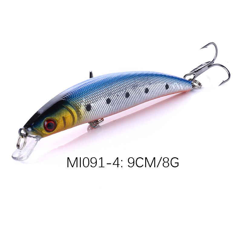 Señuelo flotante Minnow de 9 cm: crankbait de superficie para pesca de lubina, señuelos de pesca para agua dulce y salada