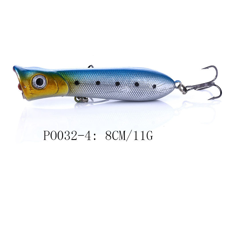 Señuelo Splash Popper: crankbait de cuerpo hueco para pesca en superficie en agua dulce, señuelo de superficie realista para lubina y lucio