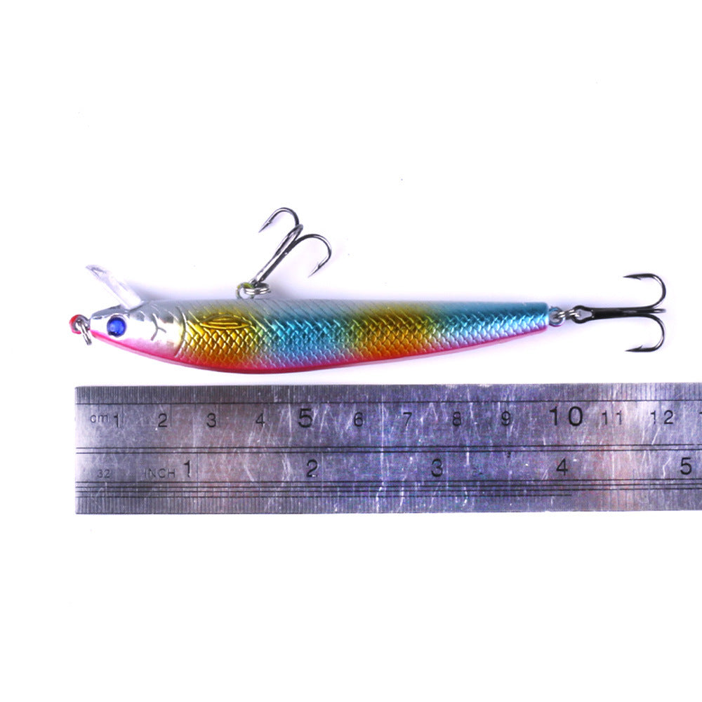 Señuelo realista de pececillo de 9,5 cm: crankbait flotante de superficie, jerkbait para pesca de lubina