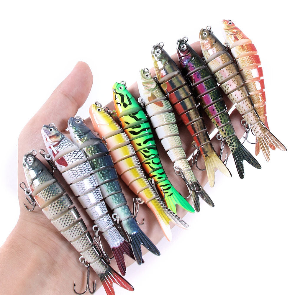 10-Color Sinking Multi-Jointed Hard Bait - Long Cast Minnow Lure for Bass and Pike Fishing, Realistic Fish Design