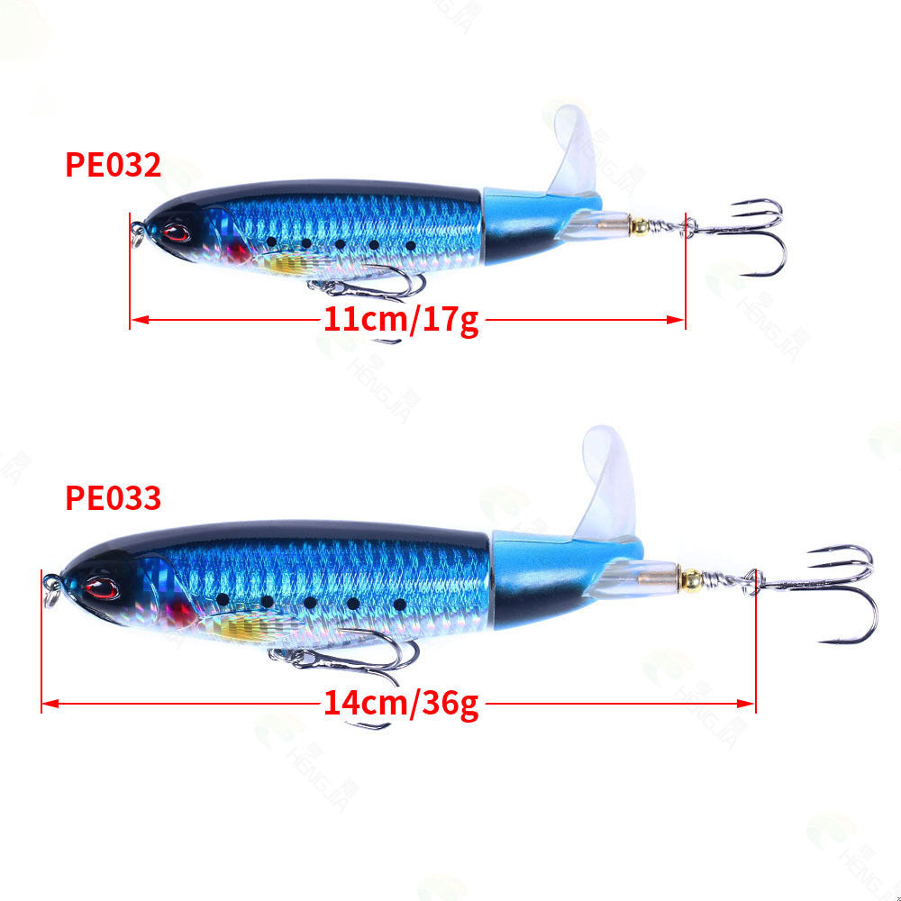 Señuelo flotante con forma de lápiz con hélice: cebo de superficie con hélice para pesca de lubina y lucio, señuelo de superficie realista