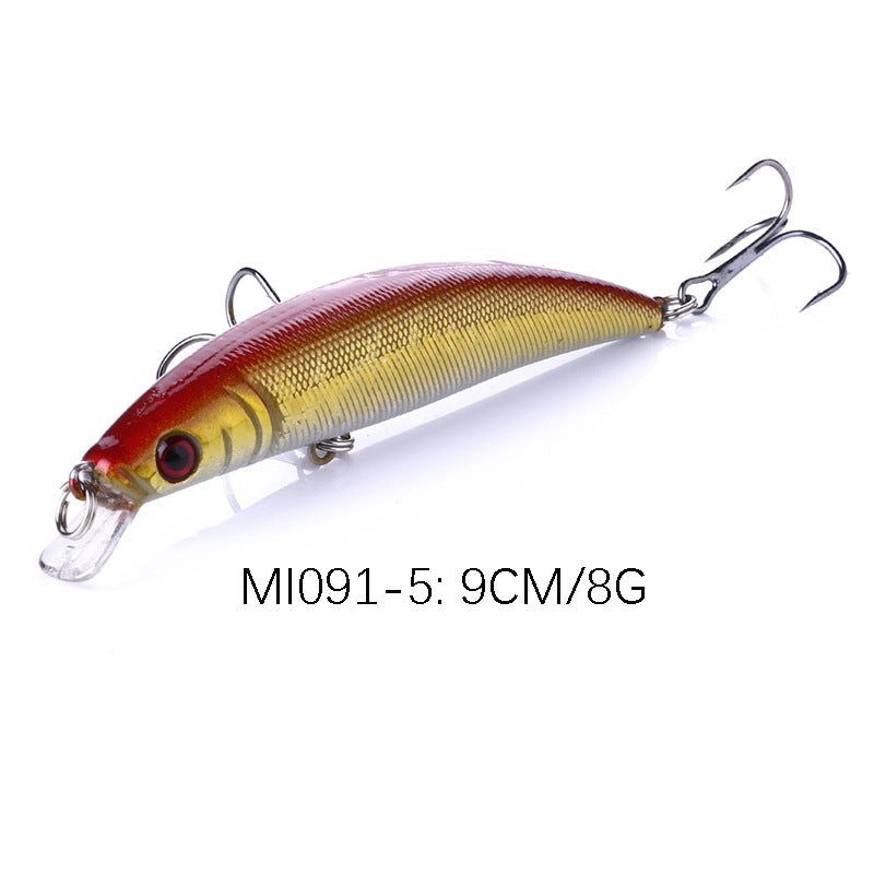 Señuelo flotante Minnow de 9 cm: crankbait de superficie para pesca de lubina, señuelos de pesca para agua dulce y salada