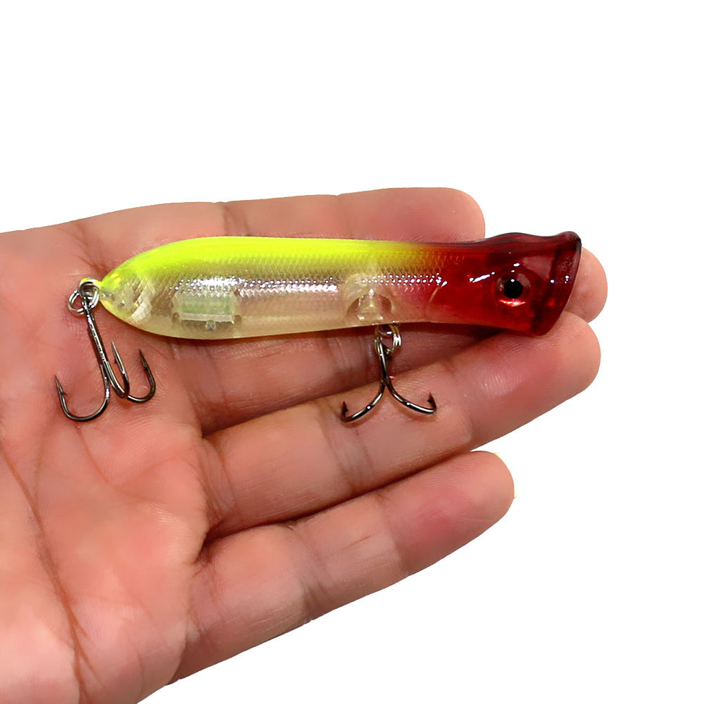 Señuelo Splash Popper: crankbait de cuerpo hueco para pesca en superficie en agua dulce, señuelo de superficie realista para lubina y lucio