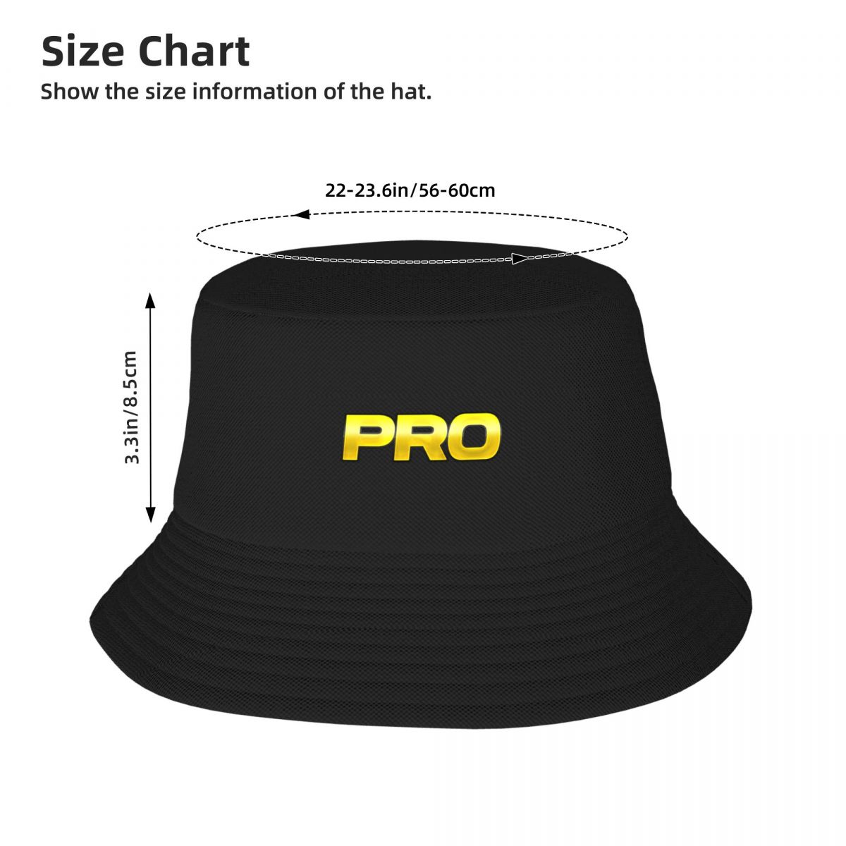 Gorro de pescador PRO-Bucket extragrande unisex de moda de 23 pulgadas