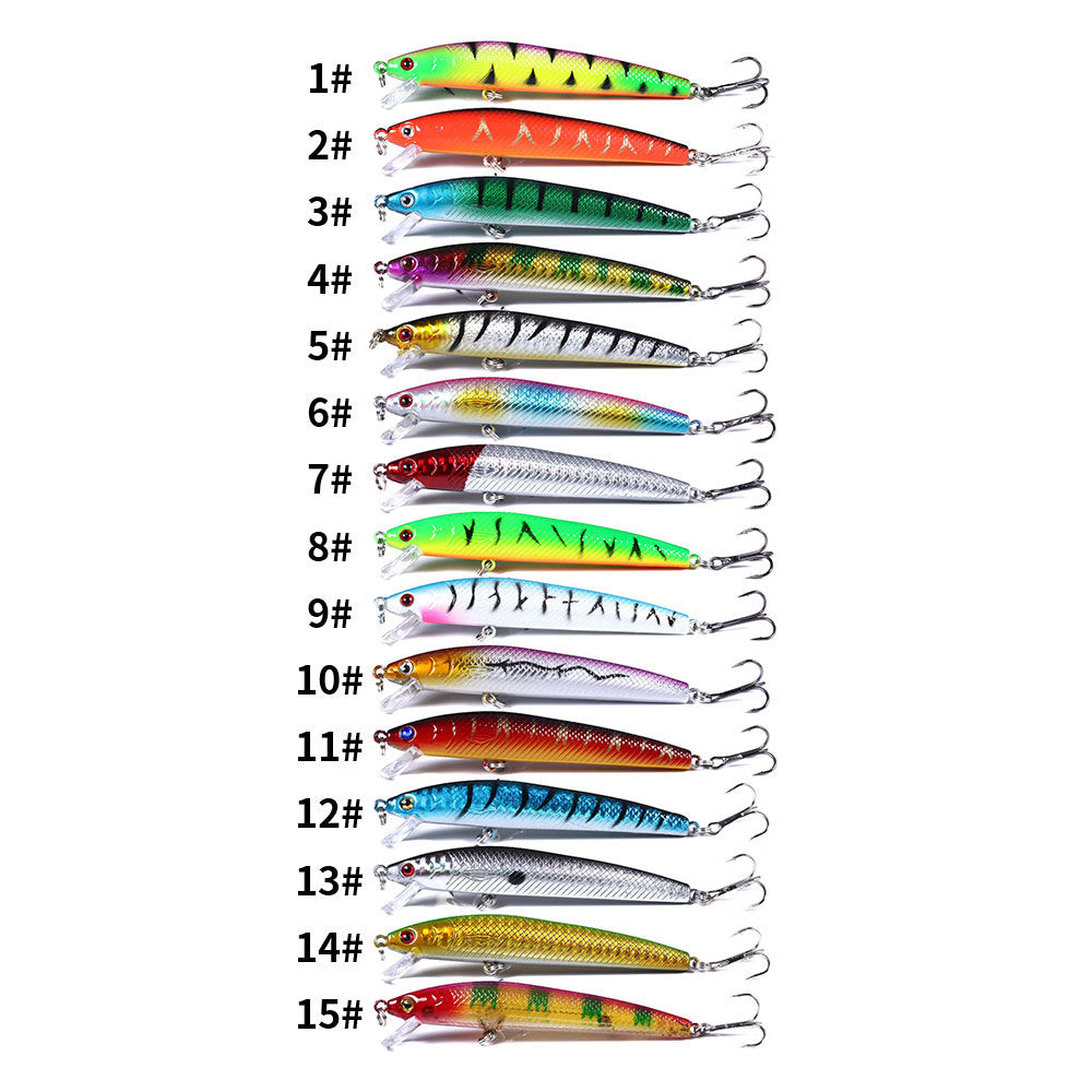 Señuelo realista de pececillo de 9,5 cm: crankbait flotante de superficie, jerkbait para pesca de lubina