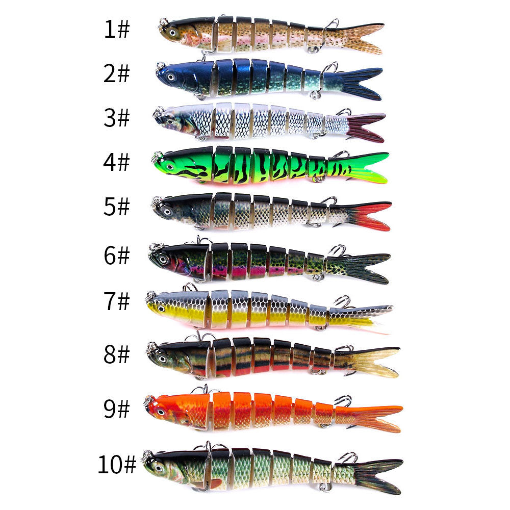 10-Color Sinking Multi-Jointed Hard Bait - Long Cast Minnow Lure for Bass and Pike Fishing, Realistic Fish Design