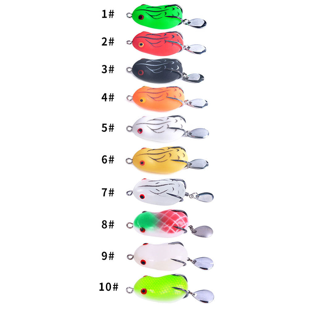 8g/14g Frog Lure with Blade - Soft Skin Topwater Bait for Bass and Pike Fishing, Realistic Frog Lure for Freshwater