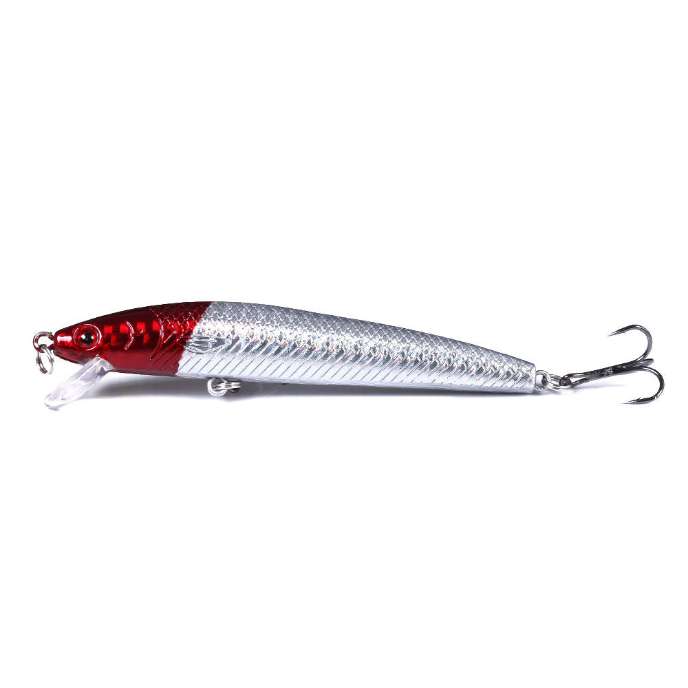 Señuelo realista de pececillo de 9,5 cm: crankbait flotante de superficie, jerkbait para pesca de lubina