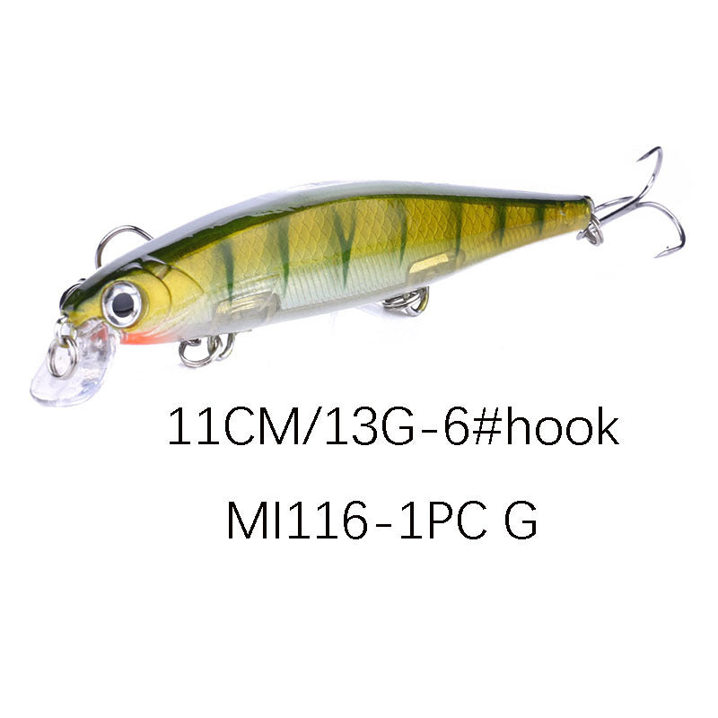 Señuelo de pececillo de pico corto de 11 cm: crankbait suspendido que se hunde, señuelo de pesca de lance largo de 13 g para lubina, lubina y lucio